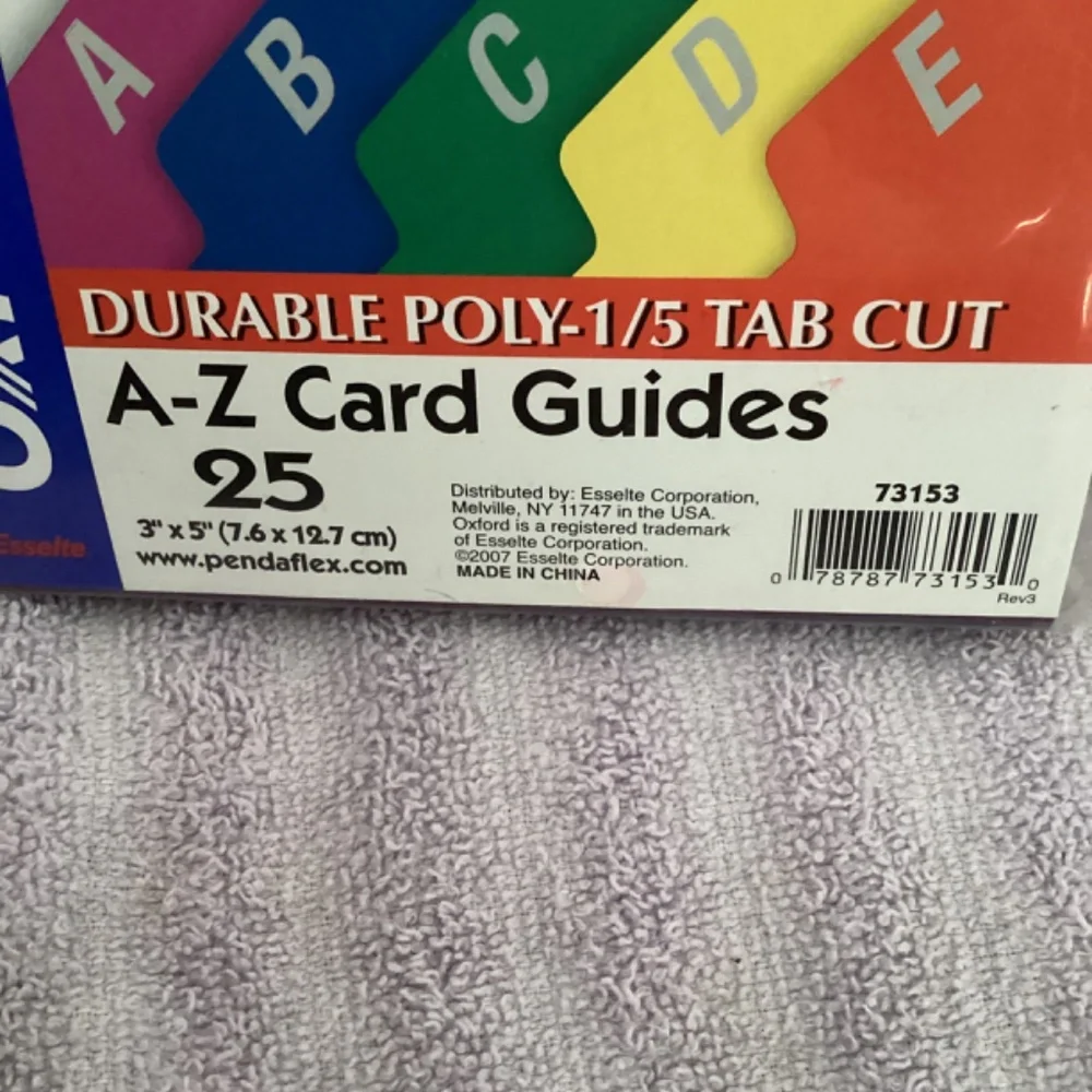 Oxford A-Z card guides 3”x 5”